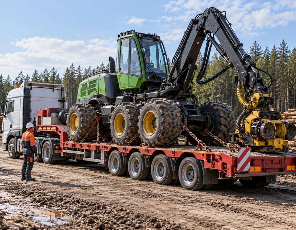 Перевозка харвестера и форвардера